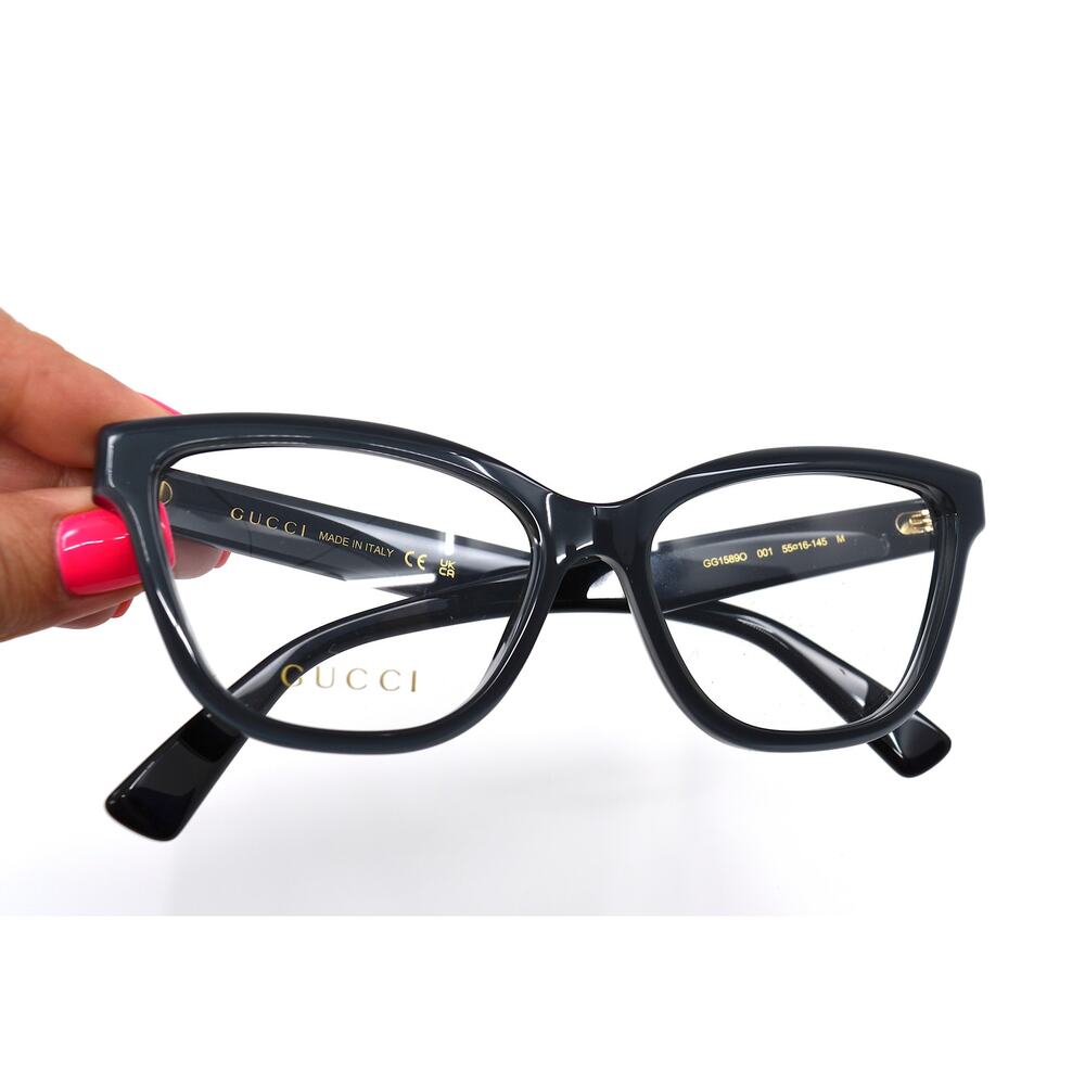 Gucci GG1589O 001 Black Eyeglasses Frames 55-16-145 Authentic New Italy - Picture 14 of 16